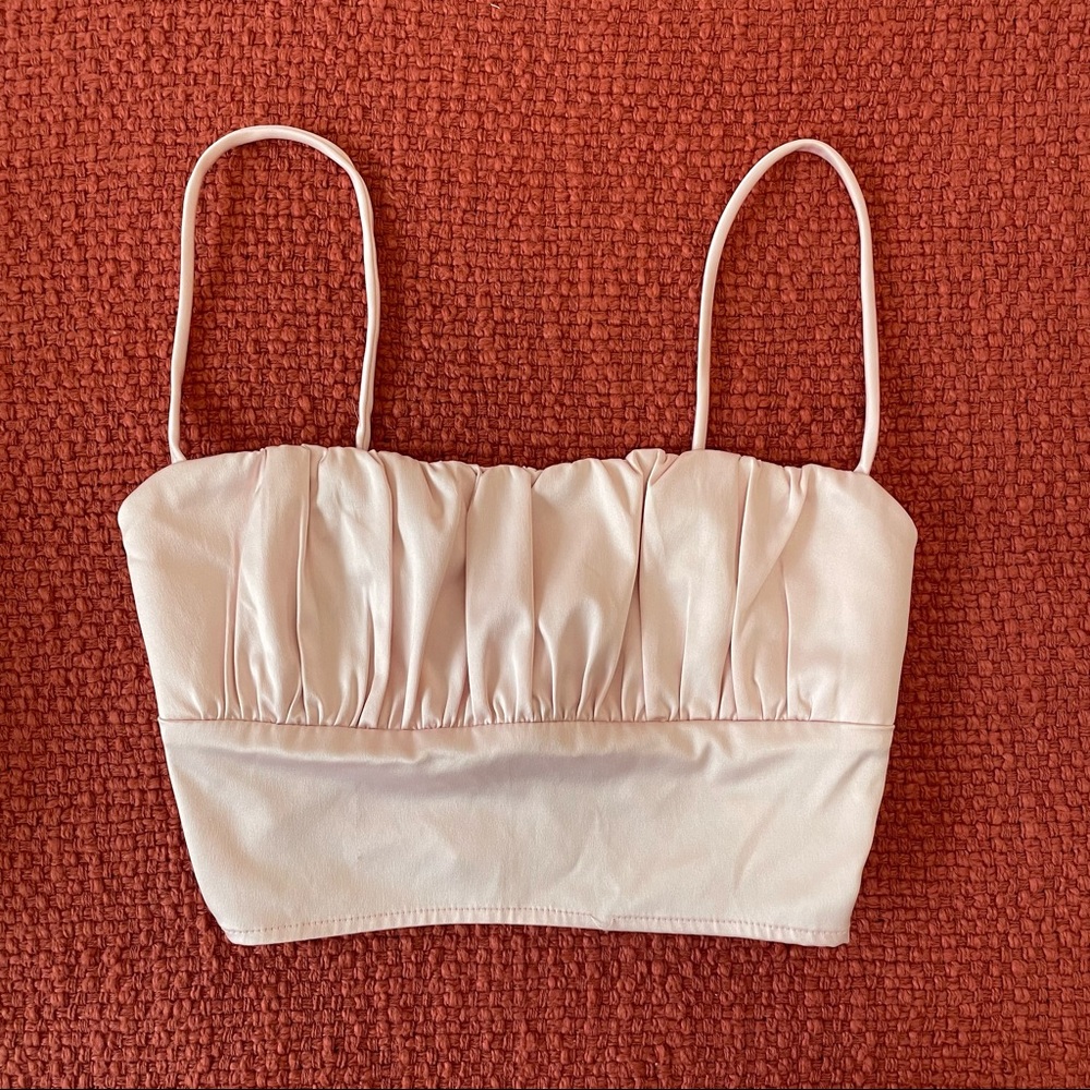 Pink silk crop top